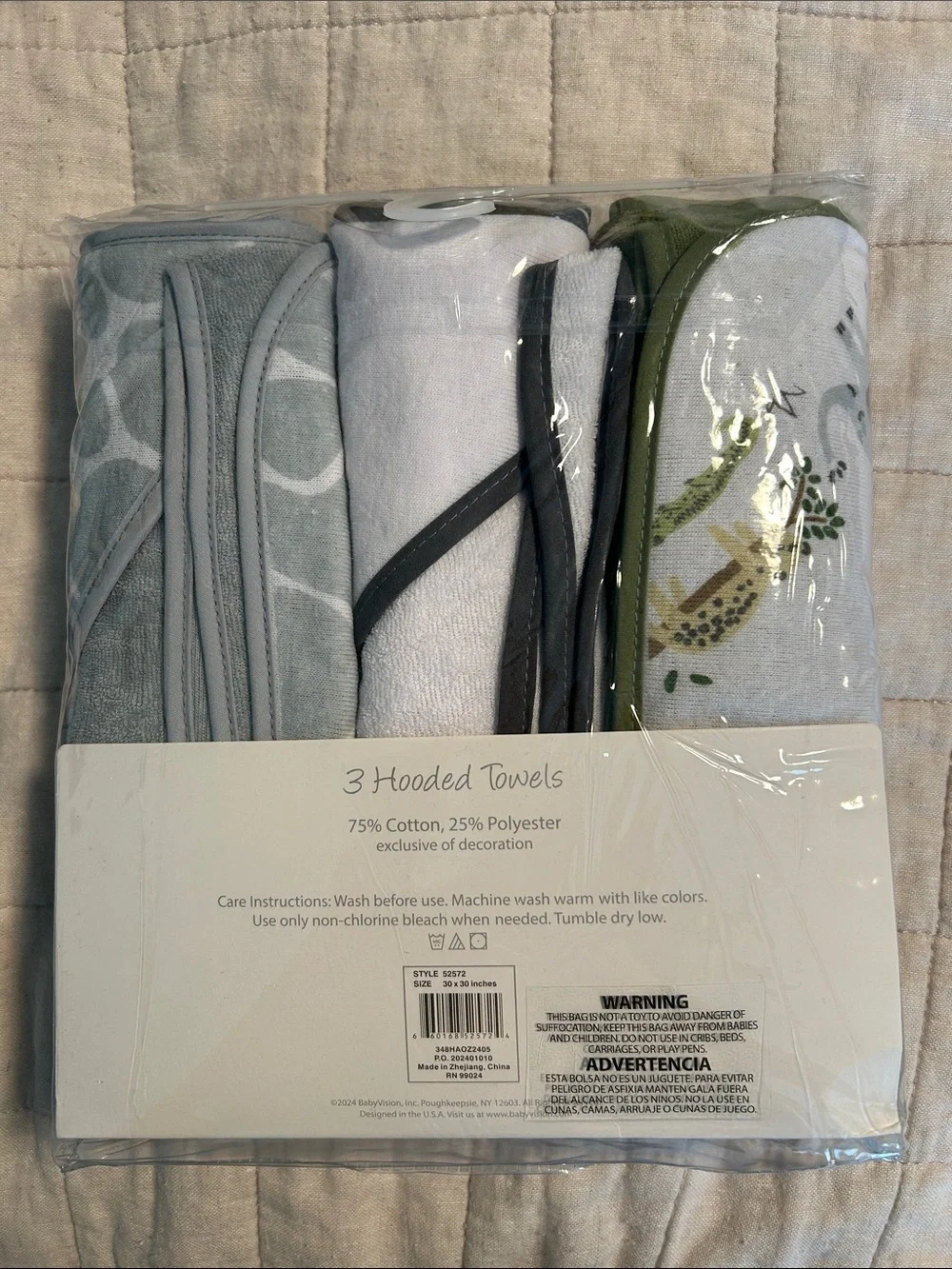 Still in Packaging - Hudson Baby Hooded Towels 3 Pack - Unisex Animal Prints